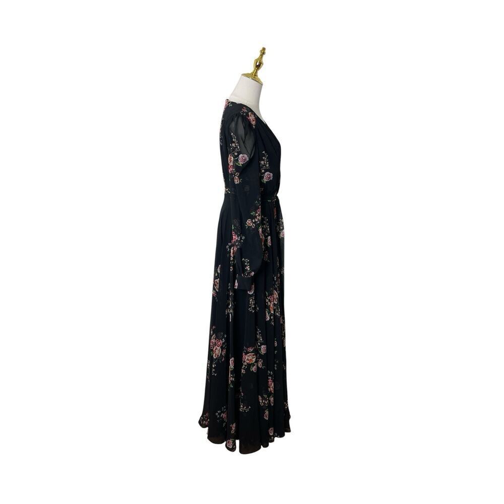 Mac Duggal 55661 Black Floral Long Sleeve Maxi Dress Size 6 $398 - Picture 6 of 8